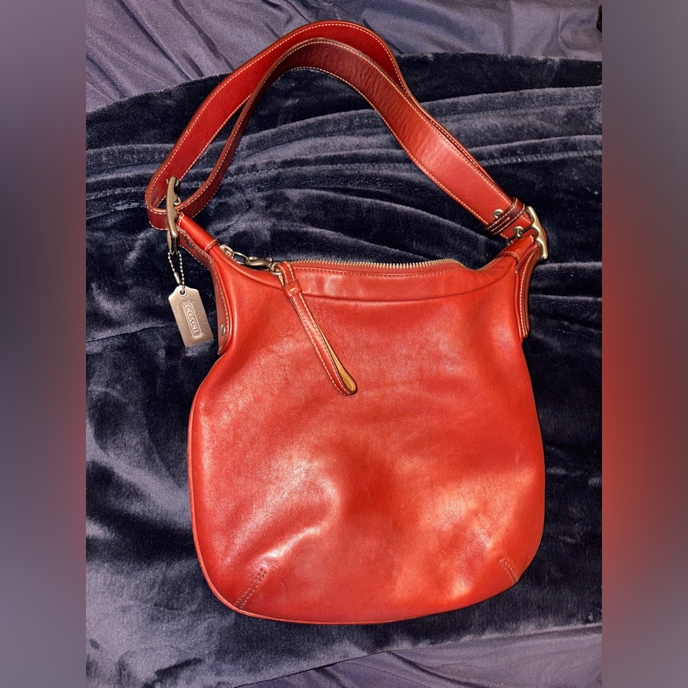 Red Leather Hobo Coach Purse